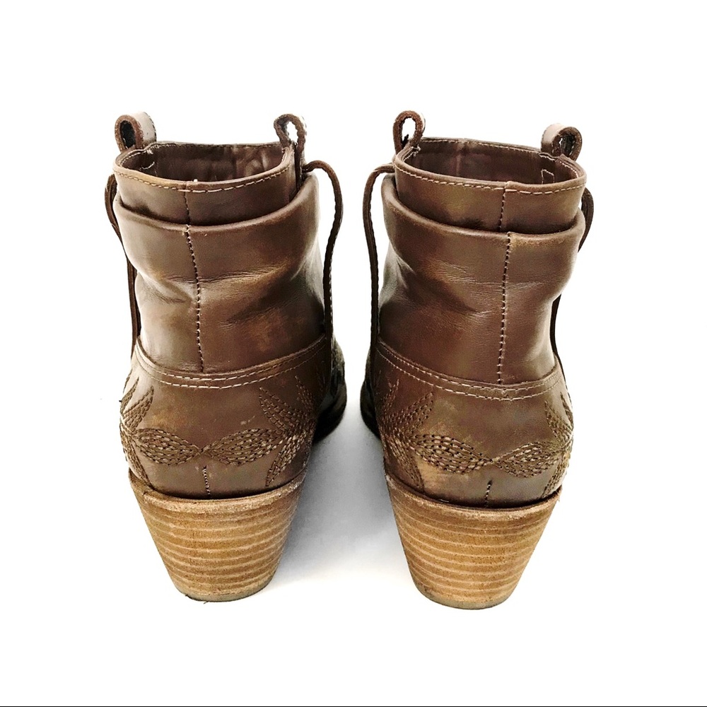 Joie embroidered distressed brown leather booties - Picture 5 of 6